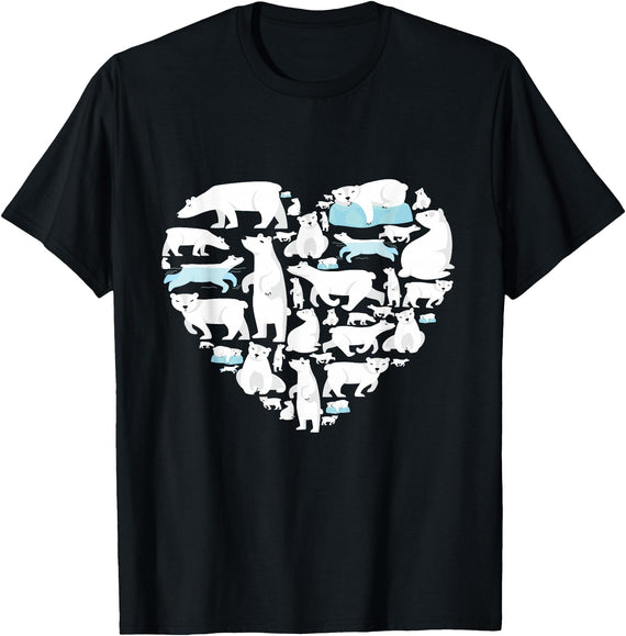 Polar beart lover heart gifts idea kids boys girls Polar Bear Lover Polar Bear Heart Valentine Gift Men Women T-Shirt - Black
