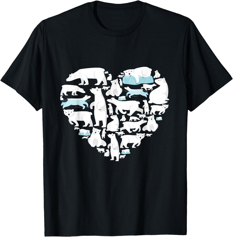 Polar beart lover heart gifts idea kids boys girls Polar Bear Lover Polar Bear Heart Valentine Gift Men Women T-Shirt - Black