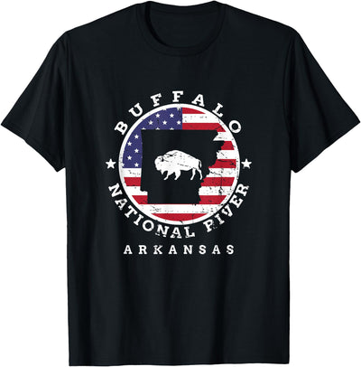 Take Me to the Buffalo River Retro Us Flag Arkansas Buffalo T-Shirt