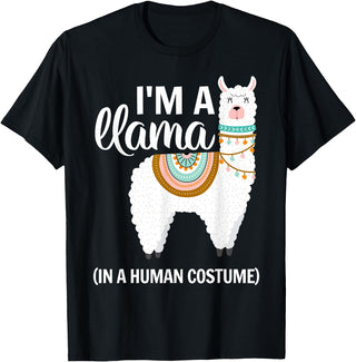 Human Costumes Inc. Llama Halloween Costume I'm A Llama in A Human Costume T-Shirt - Black