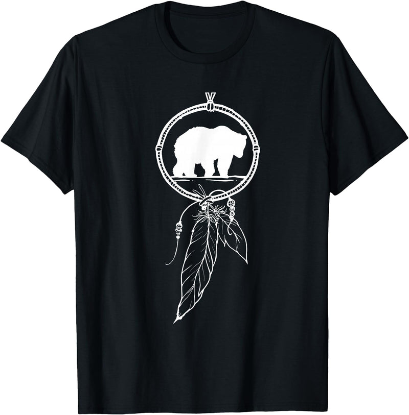 American Indian Shirts by CrushRetro Native American Dreamcatcher Bear Women Men Kids T-Shirt - Black