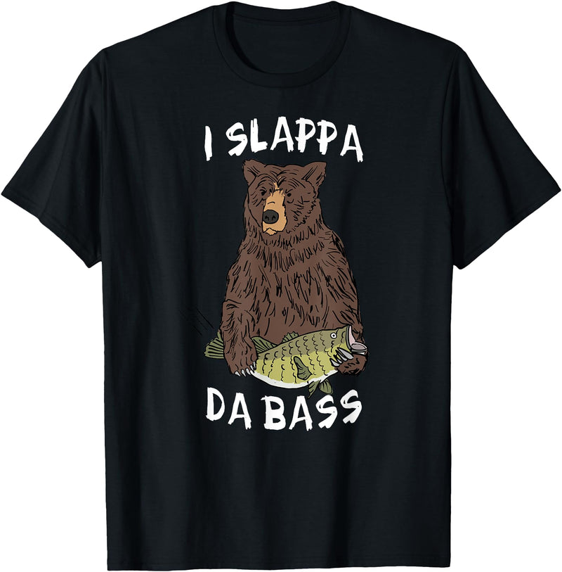 Musical Bears I SLAPPA DA BASS (Bear Playing Bass) T-Shirt - Black