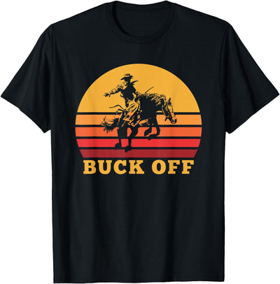 Funny Horse Riding Apparel Retro Bronc Riding Buck Off Vintage Bucking Horse Pun T-Shirt