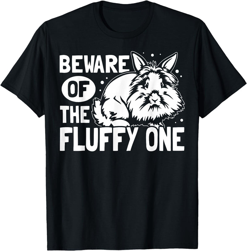 Beware of the Fluffy One - Lionhead Rabbit T-Shirt in Black