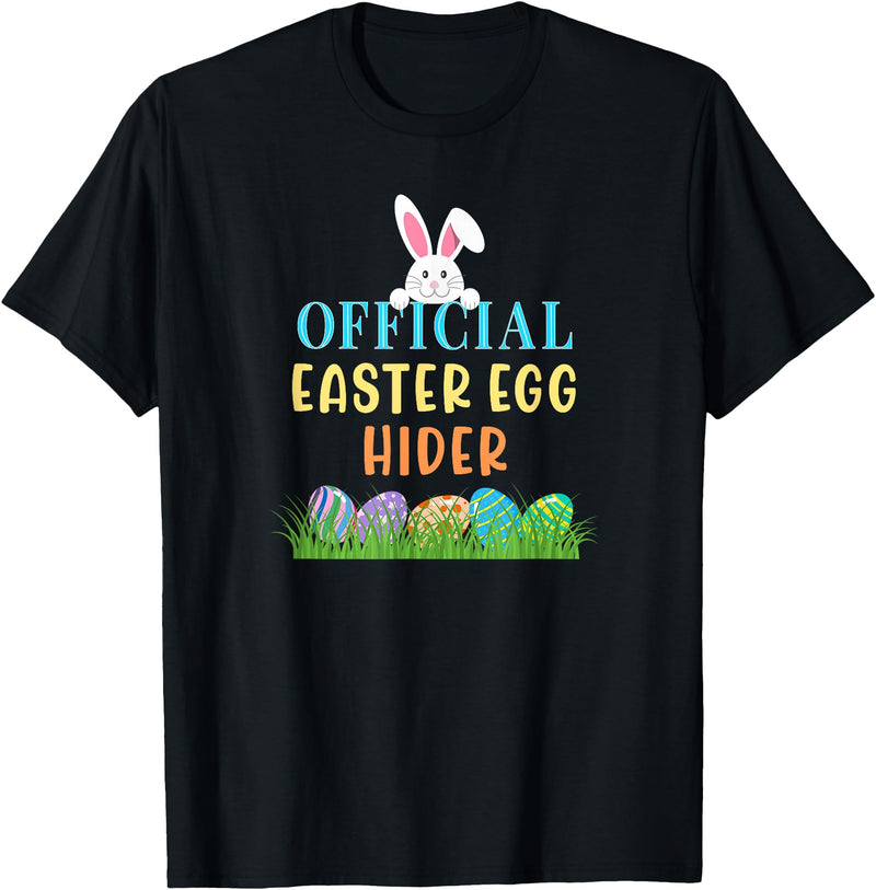 Official Easter Egg Hider Egg Hunt Hiding Bunny Rabbit Face T-Shirt in Black