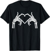 Skeleton Hand Halloween Trendy Novelty Graphic Art Skeleton Hands Heart Sign Halloween Tops T-Shirt - Black