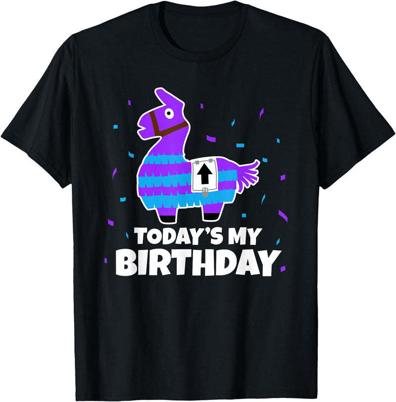 Todays My Bday LLama Tees Cute Birthday Llama Funny Bday Animal Party T-Shirt - Black