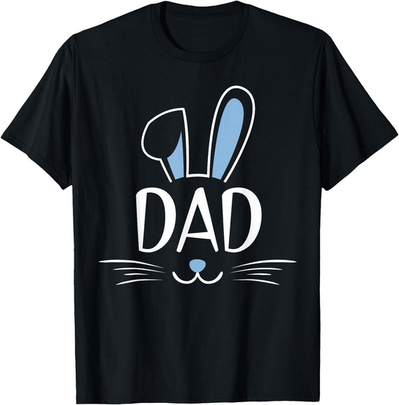 Dad Bunny Rabbit Face Family Group Easter Father's Day T-Shirt in Black