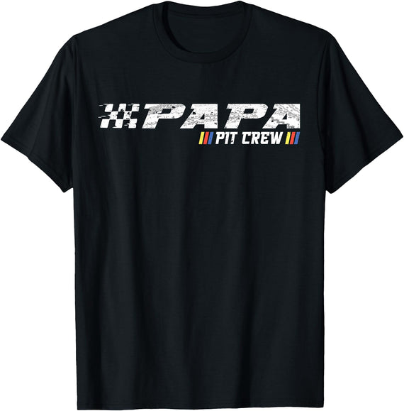 Race Car Birthday Family Race Car Birthday Party Racing Family Papa Pit Crew T-Shirt - Black