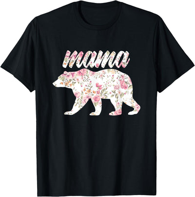 Mama Bear Floral , Watercolor, Floral Mama T-Shirt
