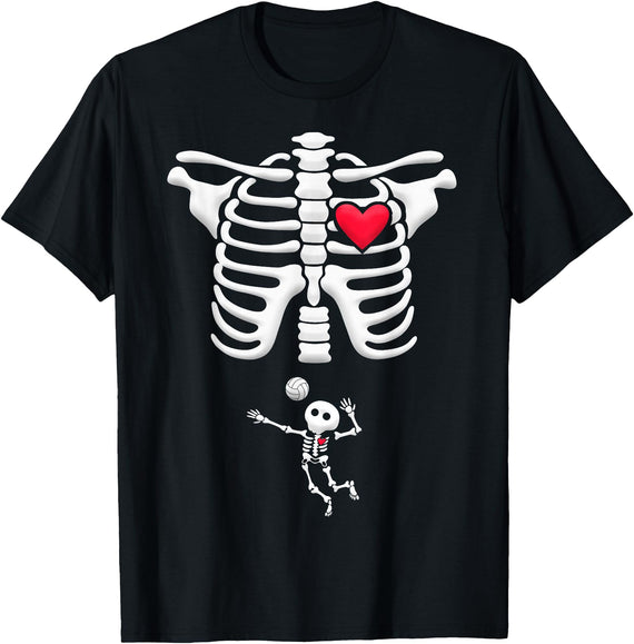 Funny skeleton halloween 2018 shirts pregnancy Baby volleyball Skeleton shirt Halloween - Black