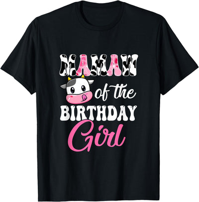 Vintage Retro Birthday Mamaw of the Birthday Girl Farm Cow T-Shirt