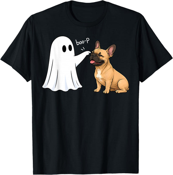 Spooky Snoot Society French Bulldog Boo P Ghost Nose Boop Halloween Dog Lover T-Shirt - Black