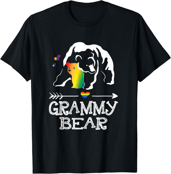 Proud Mom LGBT Pride Tee Grammy Bear Grammy Bear Proud Mom Rainbow Flag LGBT Pride T-Shirt - Black