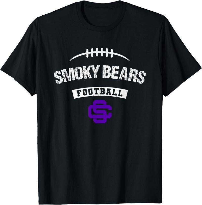 Sevier County Smoky Bears Logo Football Distressed HS T-Shirt - Black