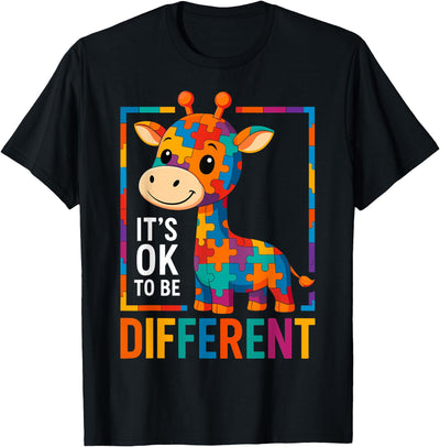 Autism Awareness Giraffe Its Ok to Be Different T-Shirt