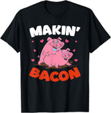 Makin' Bacon Lover Piggy Pig Design T-Shirt - Black