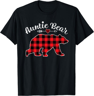 Red Plaid Christmas Costume Auntie Bear Ugly Holiday T-Shirt