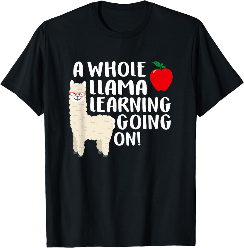 SOMMAS TEACHER A Whole Llama Learning Going on Funny First Grade Teacher T-Shirt - Black
