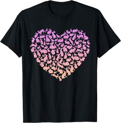 Heart Made of Bunny Silhouettes Gradient Design Tee