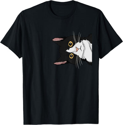 Tuxedo Cat Co. Peeking Tuxedo Cat Lady Gift Cat Mom Cute Tuxedo Cat T-Shirt