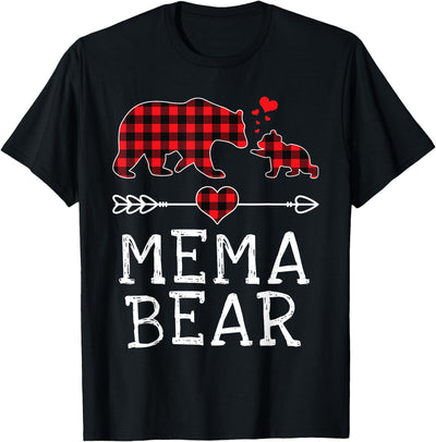 Red Plaid Bear Christmas Pajama Mema Matching Family T-Shirt