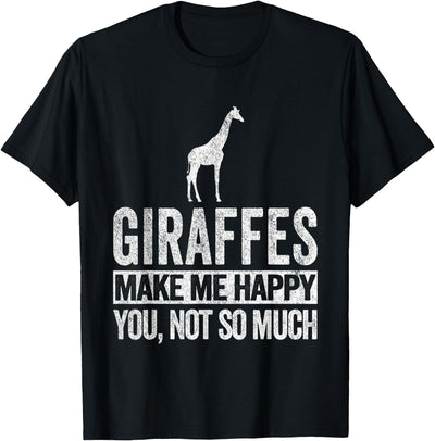 Giraffes Make Me Happy Funny Giraffe Quote Retro T-Shirt