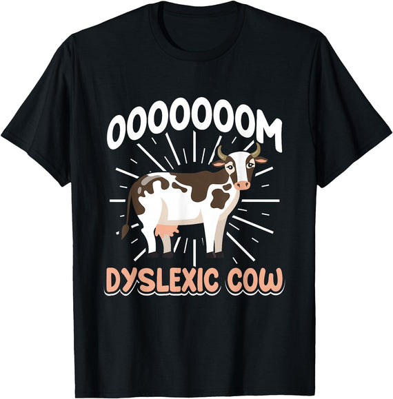 Dyslexia Fun Merch Lustige Legastheniker Geschenke Dyslexic Cow Funny Dyslexia T-Shirt - Black