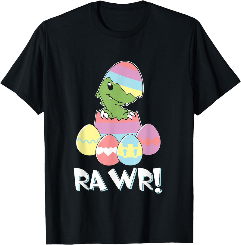 Easter Egg Hunter Dinosaur Dino Easter T-Rex Rabbit Bunny T-Shirt in Black
