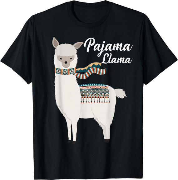 Llama Pajamas GA Cute Pajama Llama Bed Time T-Shirt Llama Pajama T-Shirt - Black