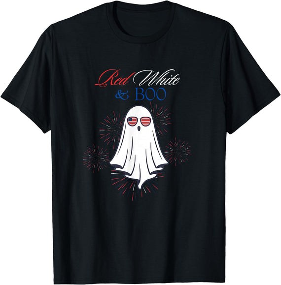 Red White Boo Red White And Boo Ghost 4th Of July Independence Day Top T-Shirt - Black