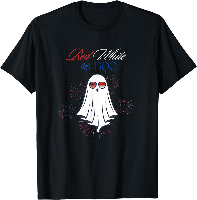 Red White Boo Red White And Boo Ghost 4th Of July Independence Day Top T-Shirt - Black