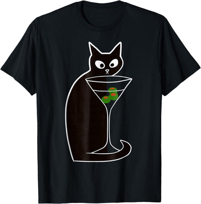 Blac.k Ca.t Love.s Martinis Funny Ca.t Black Cat Loves. Martinis Funny Cat. T-Shirt
