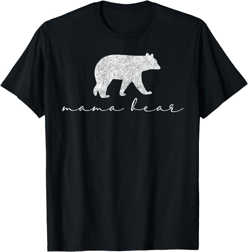 Mama Bear Shirt Cute White T-Shirt - Black