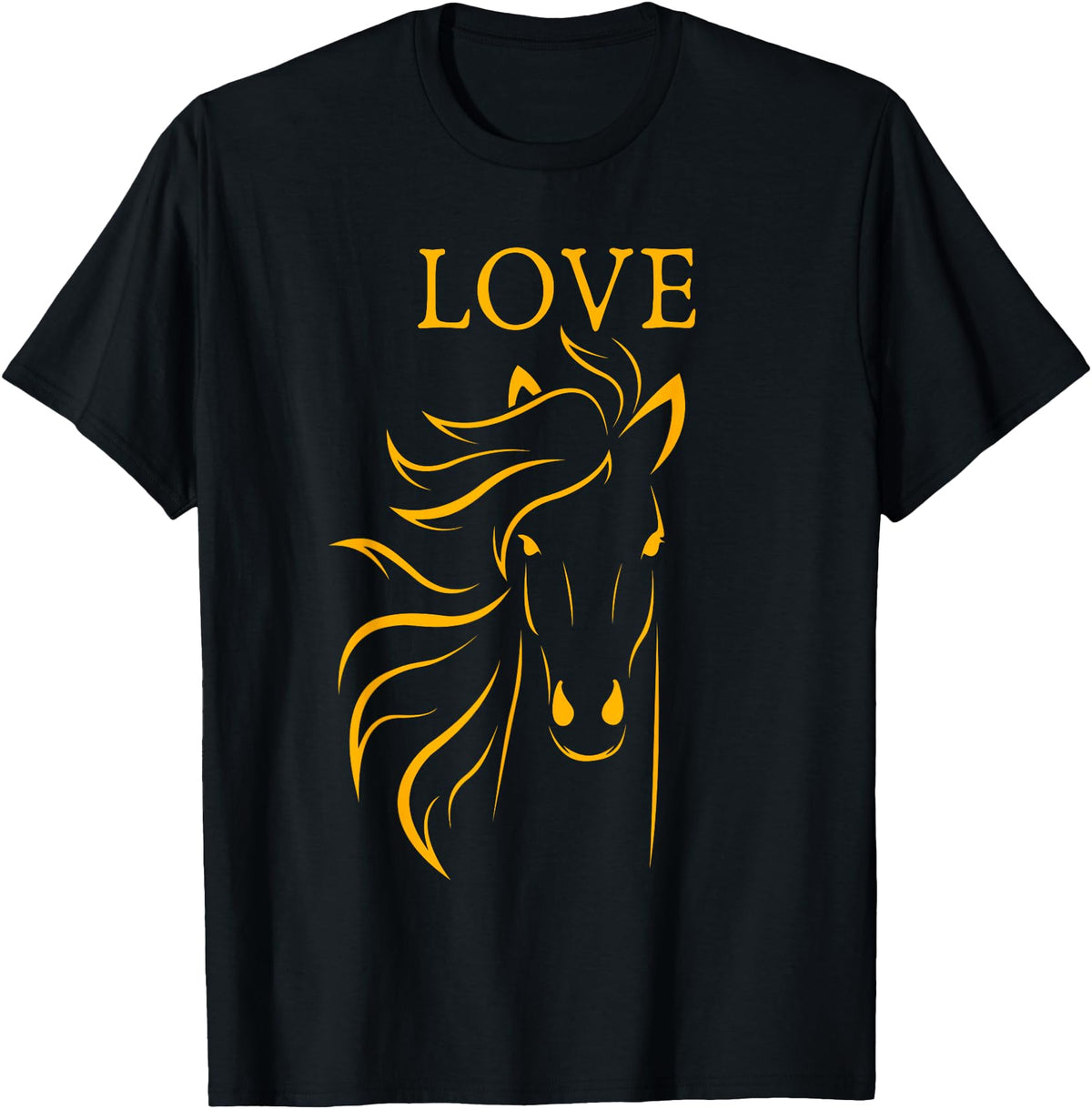 I Love Horses Shirts and Gifts Women and Girls Stylish Love Horse Head T-Shirt - Black