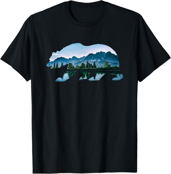 Retro National Park Shirts Bear Vintage National Park Bear Wildlife Mountains T-Shirt - Black