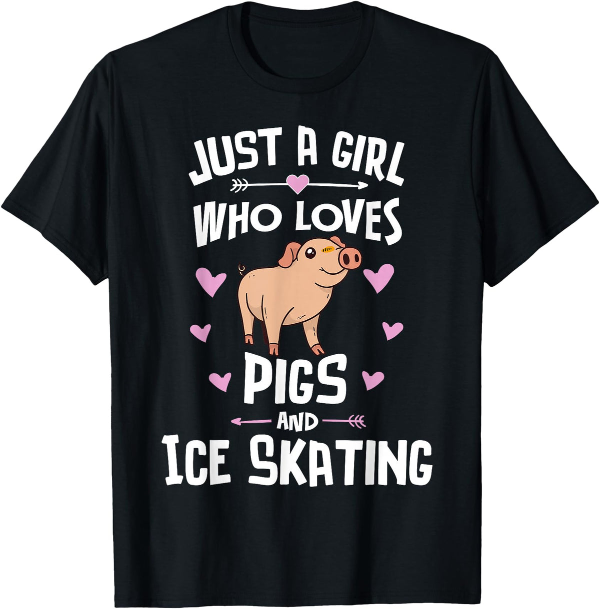 Pigs Memme Pigs And Ice Skating Gifts for Girls Women T-Shirt - Black