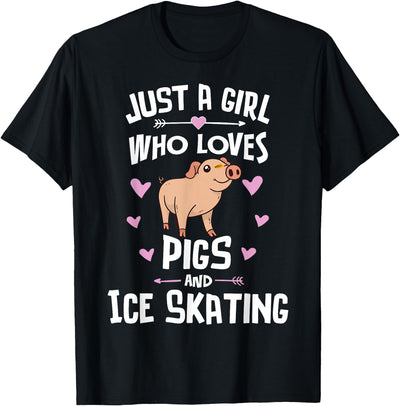 Pigs And Ice Skating Gifts for Girls Women T-Shirt