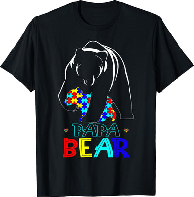 Papa Bear Autism Awareness Month Gifts Autism Dad Papa Bear Autism Awareness Gifts for Autism Dad Support T-Shirt
