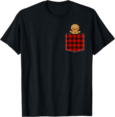 Cow Red Plaid Gingerbread Cookie in Pocket Buffalo Christmas T-Shirt