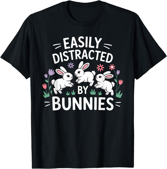 Bunny Design for Men Women Kids Rabbit Hare Bunny Lover T-Shirt in Black