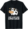 Funny Cow Lover Gifts Just a Boy Who Loves Cows T-Shirt - Black