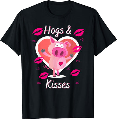 Hogs & Kisses Funny Pig Pun on Hugs T-Shirt