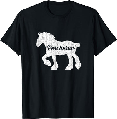 Angry Ant Graphics - Percheron Horse Distressed Silhouette of Percheron Draft Horse T-Shirt