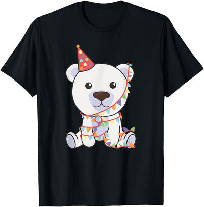 Polar Bear Cub Party Hat Birthday T-Shirt