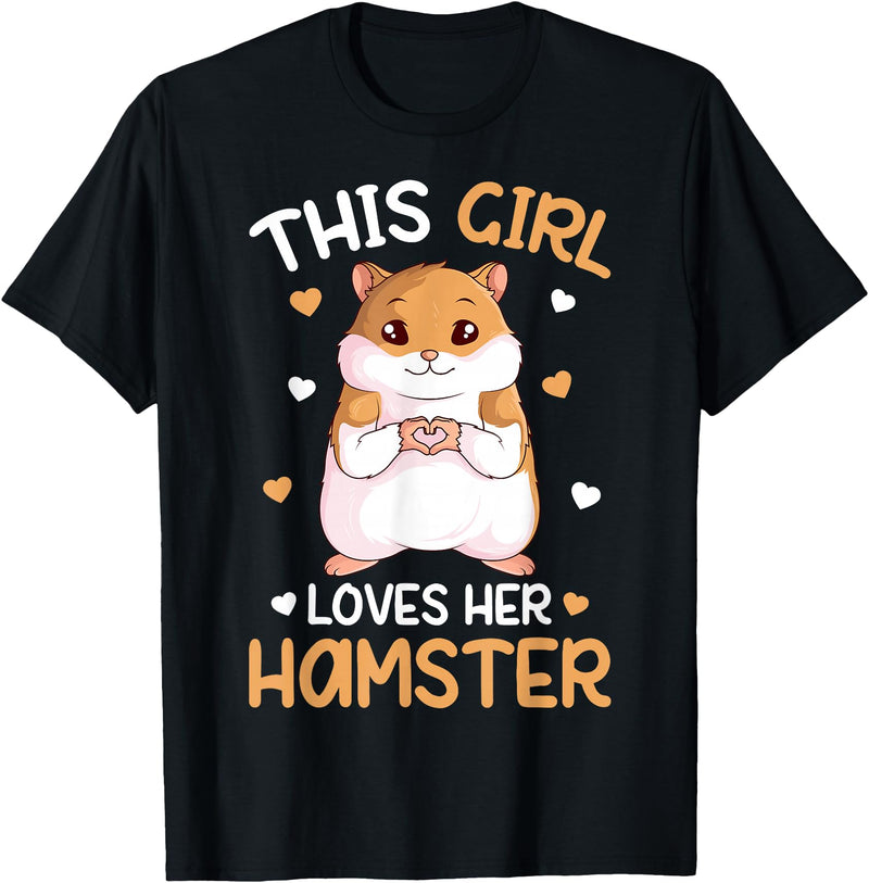 This Girl Loves Her Hamster Hammy Girls Hamster Lover T-Shirt - Black