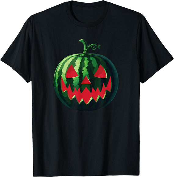Almost Halloween Summerween Spooky Summer Watermelon Jack-O-Lantern Halfway to Halloween T-Shirt - Black