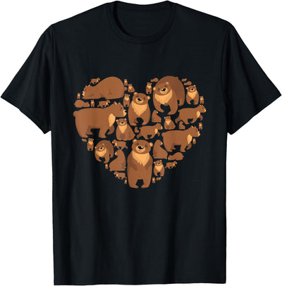 Grizzly Bear lover heart bear love camping hiking men women T-Shirt