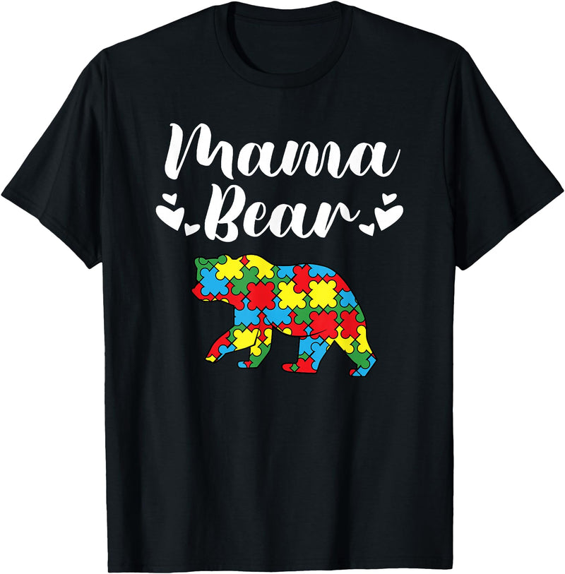 Mama Bear Autism Awareness Mom Puzzle Clothing Co Autism Awareness Mama Bear Proud Autistic Mom T-Shirt - Black