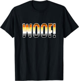 "WOOF!" Gay Bear Pride Flag Text T-Shirt